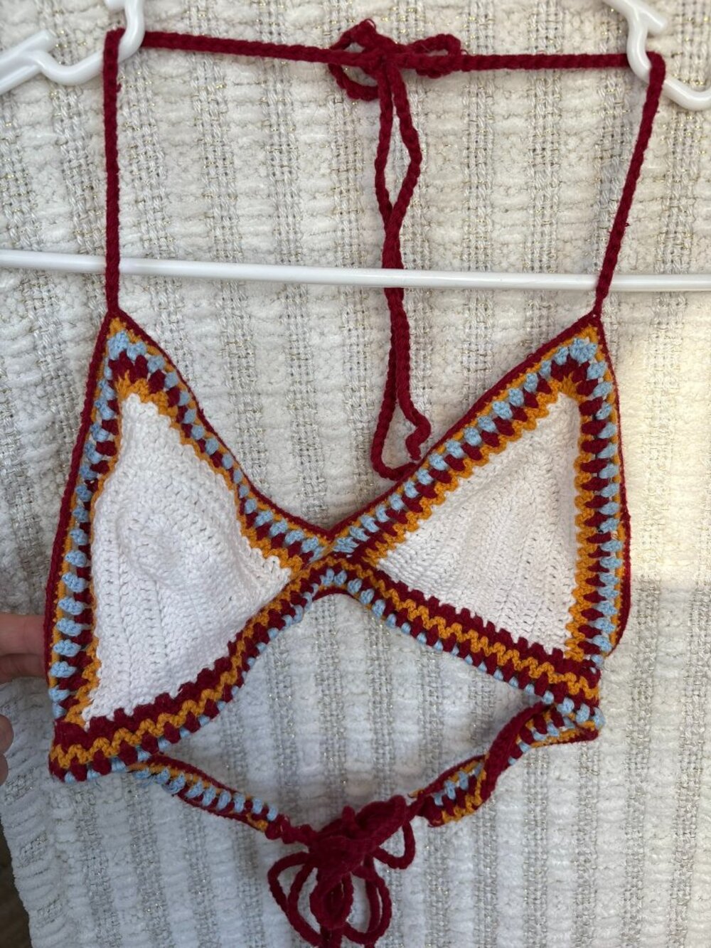 Small Crochet Bra Halter Neck Striped Bikini; Forever 21